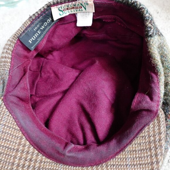 Vintage Schuman Sullivan Newsboy Cap Brown Tweed Wool USA Peaky Blinders - Picture 6 of 15